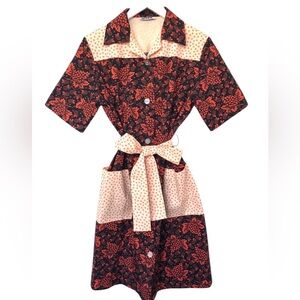 Batsheva housedress in red grape print vintage style M